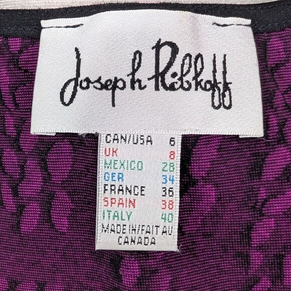 Joseph Ribkoff Purple Black Geometric Sleeveless Sheath Dress Side Ruching 6 - Picture 7 of 7